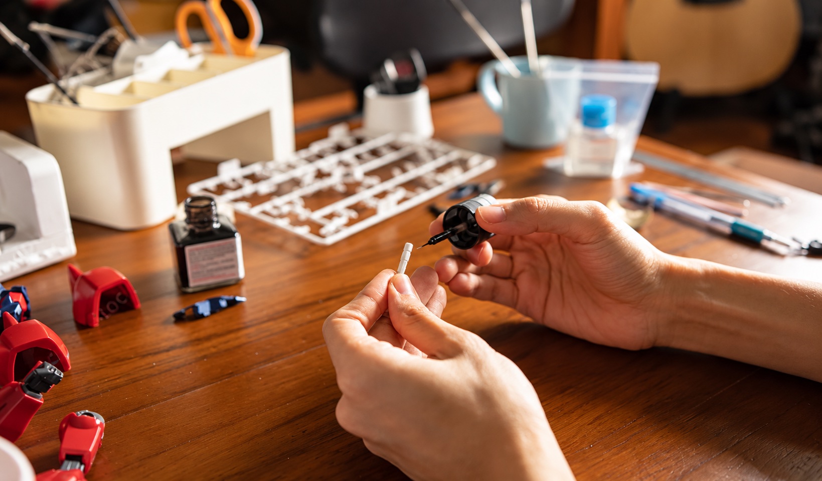 Craftsperson assembling a handmade product