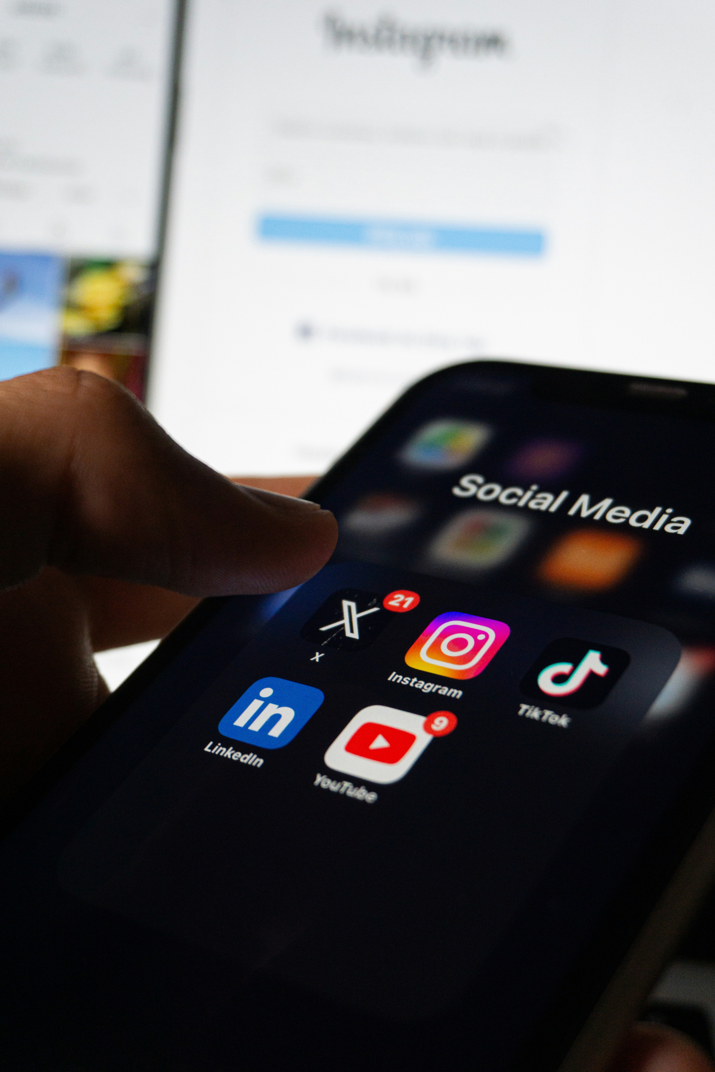 Social media apps on a smartphone screen